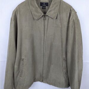 VINTAGE Gary Player Jacket Taupe 2XL Faux Suede Bomber Jacket full zip coat
